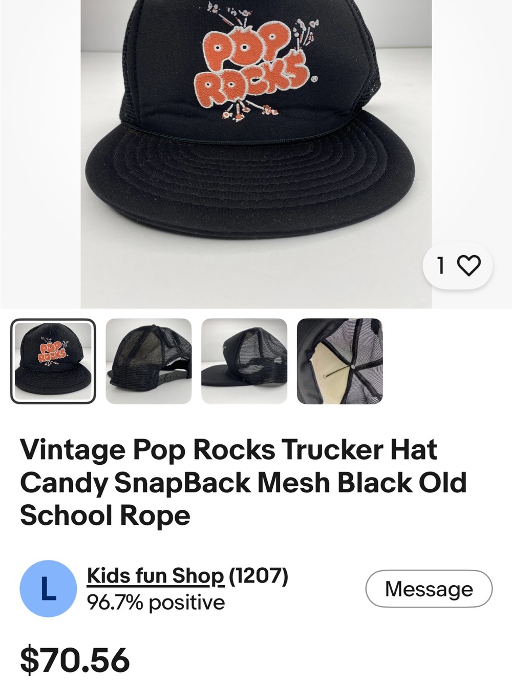 Vintage hat Trucker Hat with Orange Logo 80s cap
